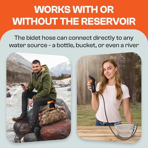 Portable Bidet for Travel & Camping – Electric High Pressure Orange-black