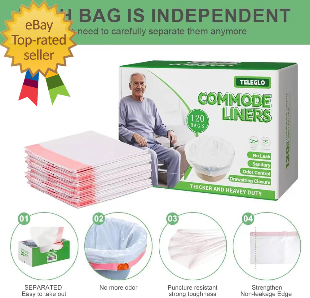Commode Liners 120PCS Bedside Commode Liners Disposable-Portable Toilet Bags