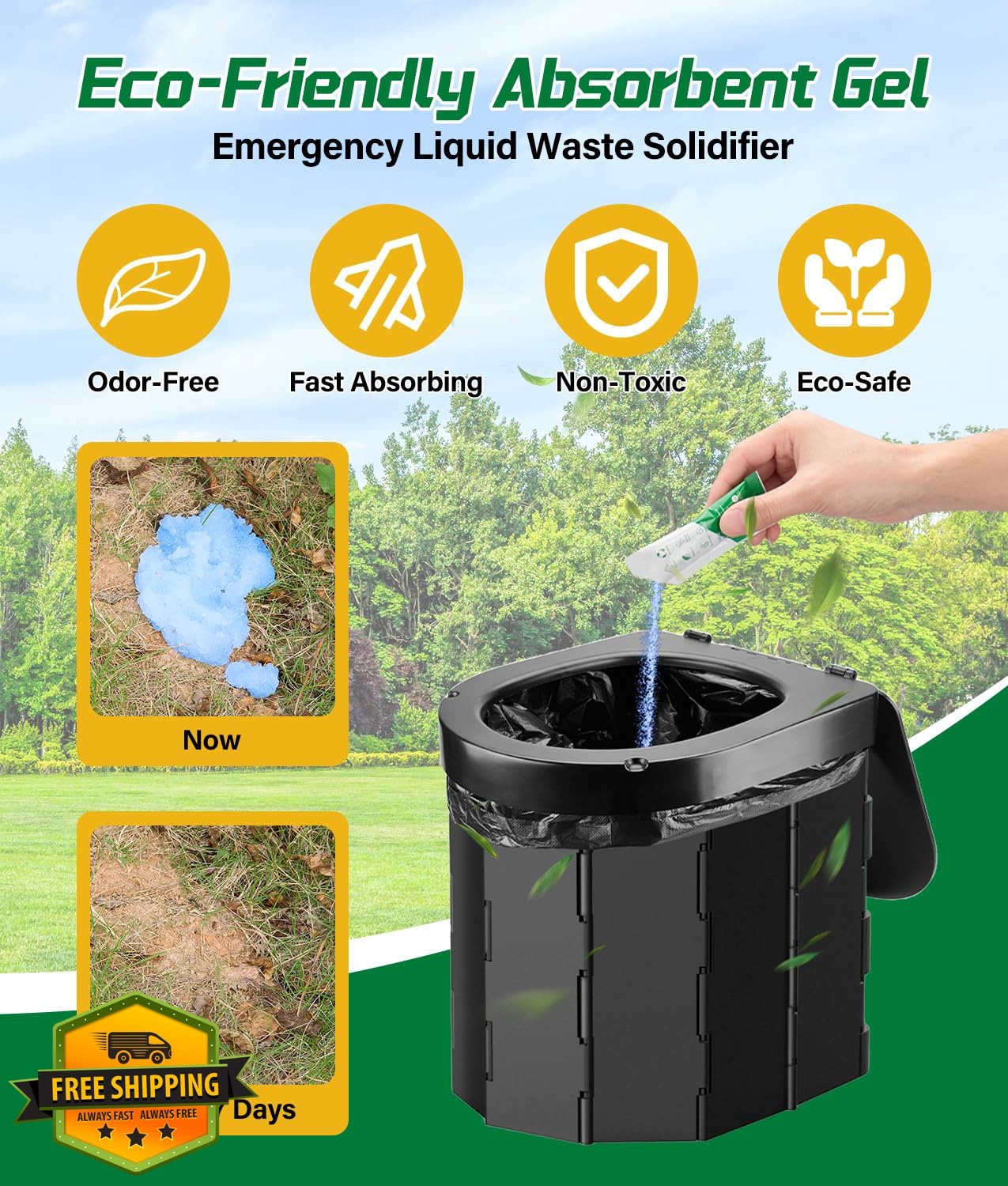 PAHTTO Camping Toilet Bags 40 Bags/Gel