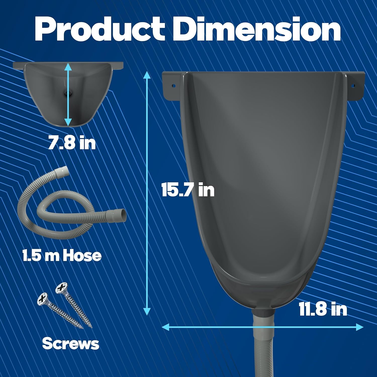Outdoor Waterless Urinal With Hose Mens Outside Garage Toilet Bathroom Plastic