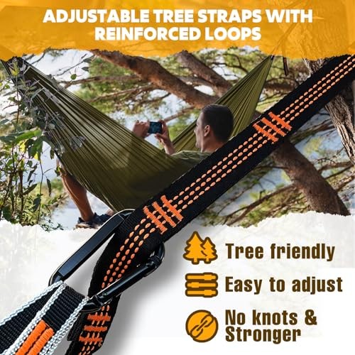 NATUREFUN Ultra-Light Travel Camping Hammock | 300kg Load 275x140cm Army-green