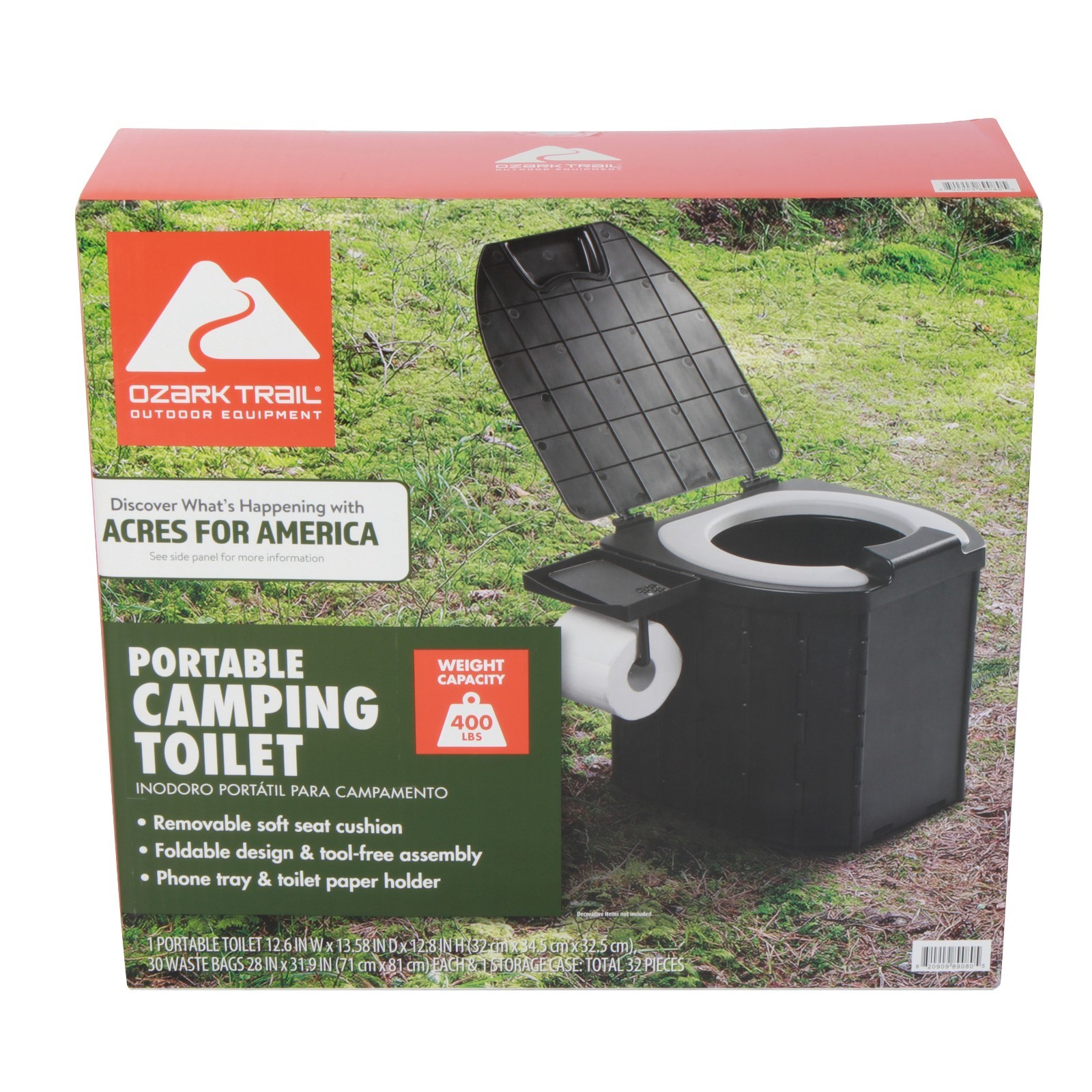 Ozark Trail Portable Camping Toilet Supports Up To 400 Pounds NEW