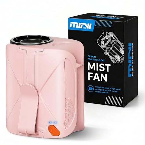 Waist Fan, Clip-On Neck & Waist Fan, Hands-Free Wearable Fan, 6-Speed Pink
