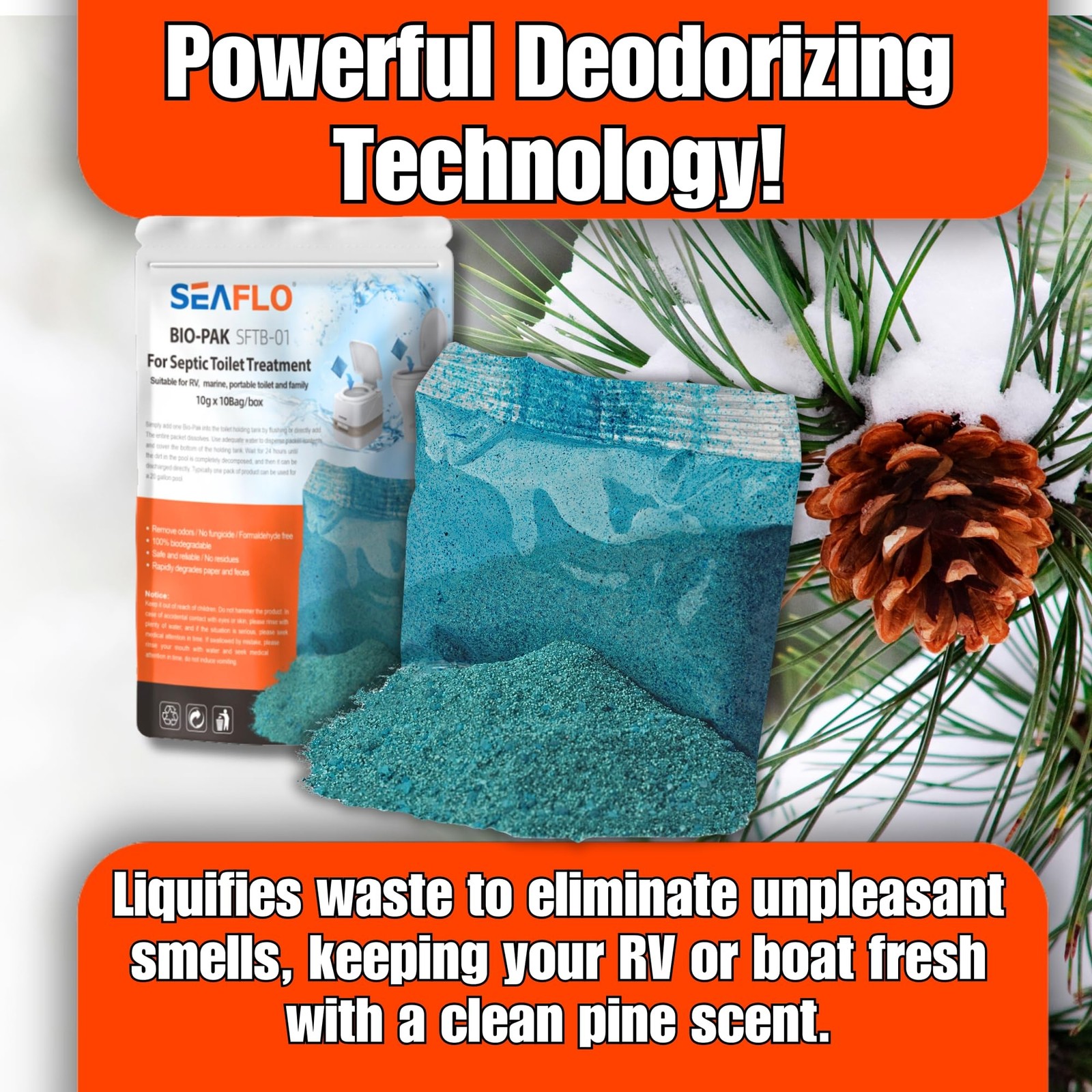 100% Biodegradable Bio-Pak RV Marine Natural Black Holding Tank Deodorizer – …
