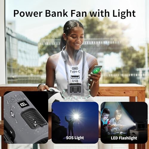 Socool Portable Waist Fan Clip on Wearable Belt Rechargeable 14500mAh Gray
