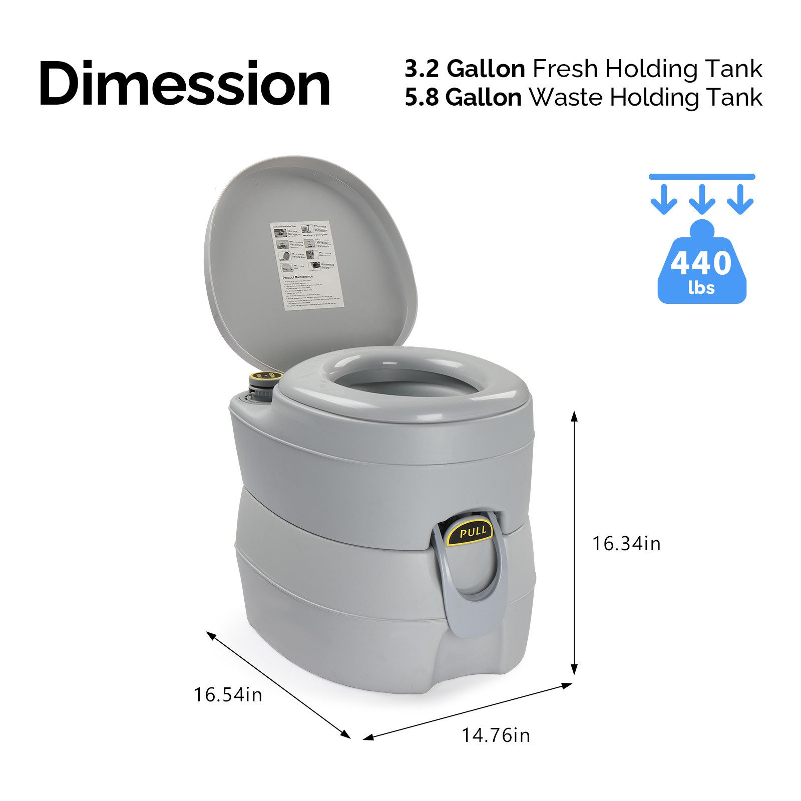 20L Camping Portable, Detachable Toilet Removable, for In/Outdoor Potty Commode