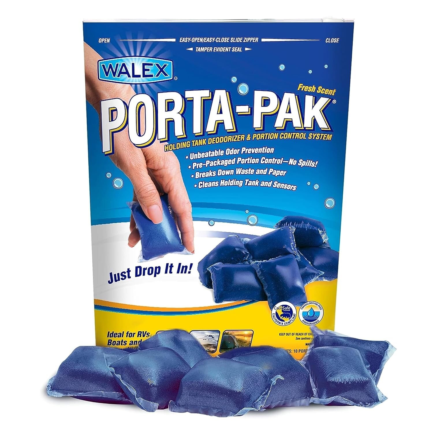 Tank Deodorizer Waste Digester Rv Toilet Drop-In Pods Marine Holding 10Pack Blue