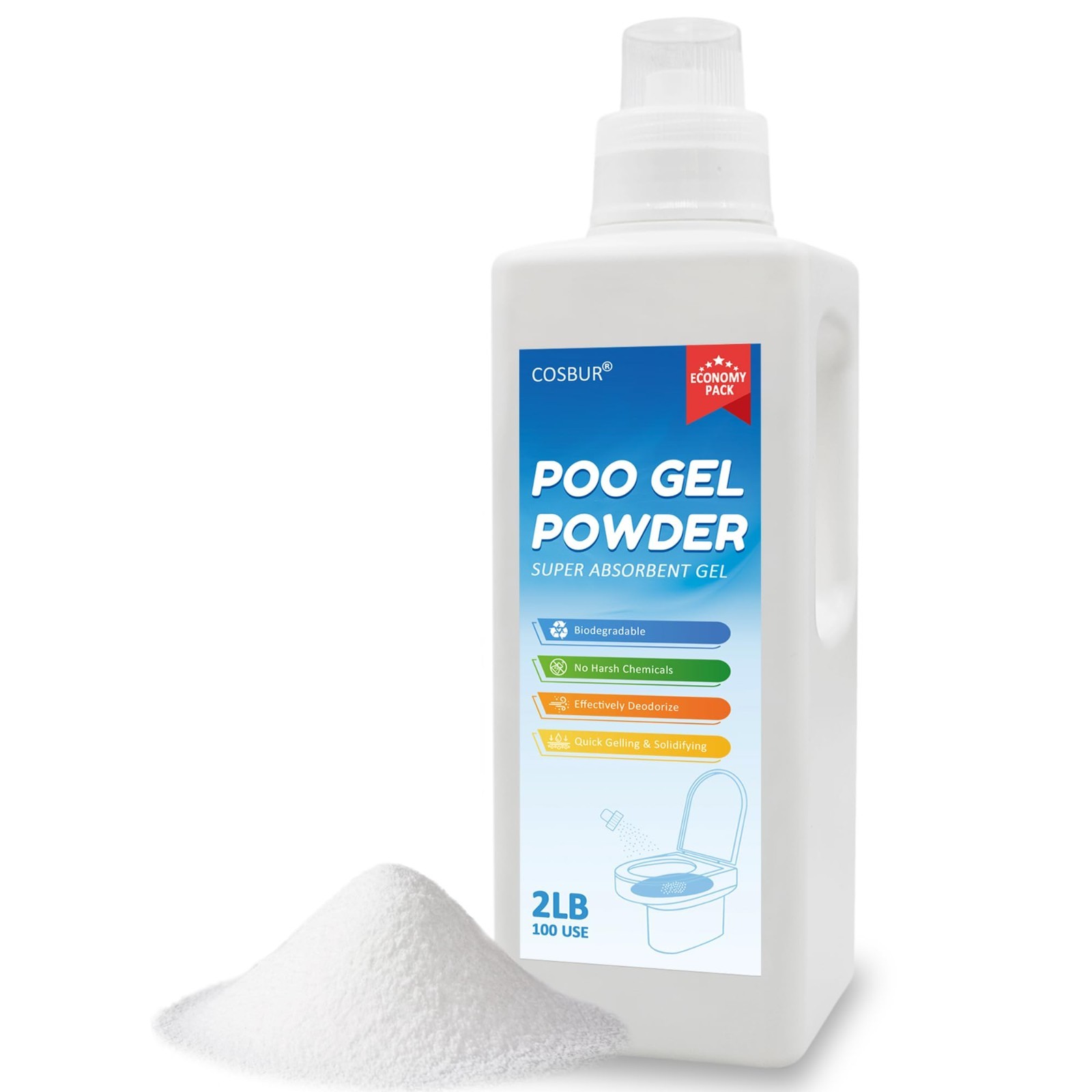 Portable Toilet Powder Gel – Waste Solidifier for Camping, RV, Travel, Pet Use