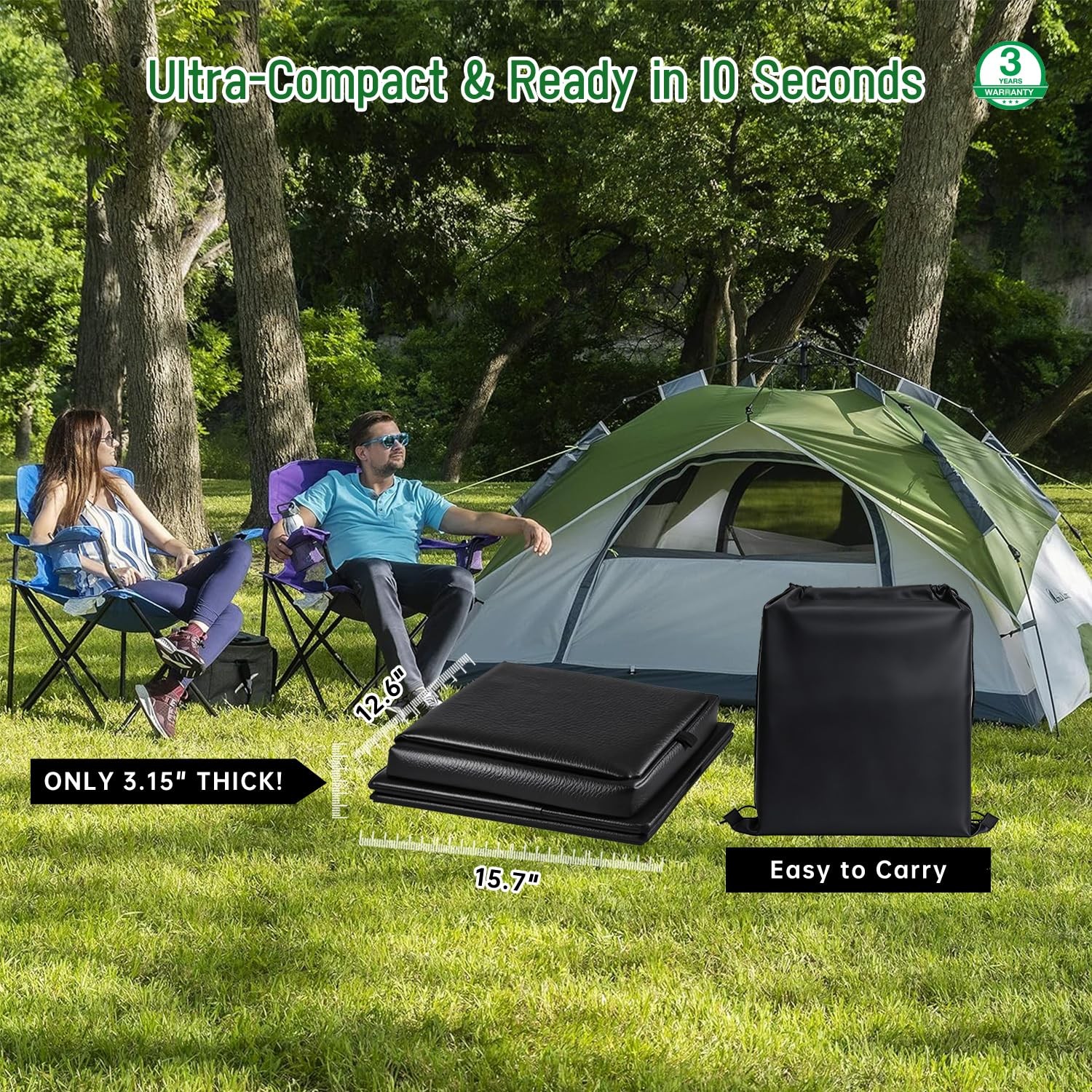 Panmout 16.5″ XL Portable Toilet for Camping, Foldable Travel Toilet for Adults