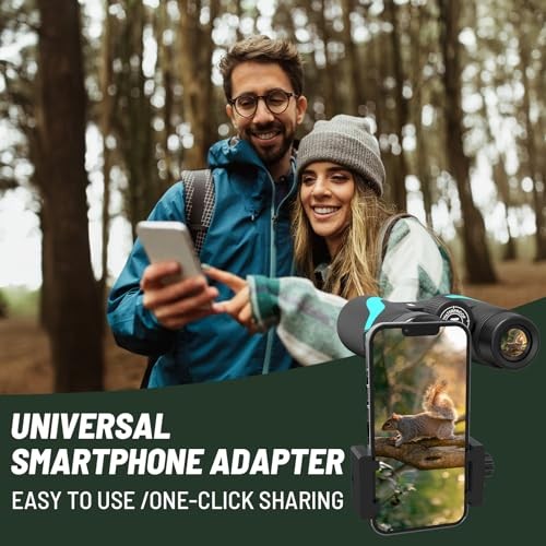 15×55 UHD Binoculars for Adults High Powered with Phone Adapter – Large Blue