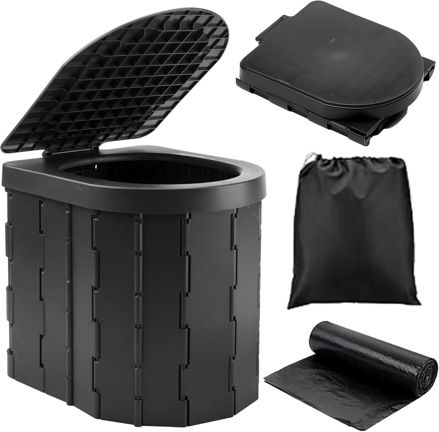 Camping Toilet, Portable Toilet for Adults & Kids, Foldable Potty & Outdoor Emer