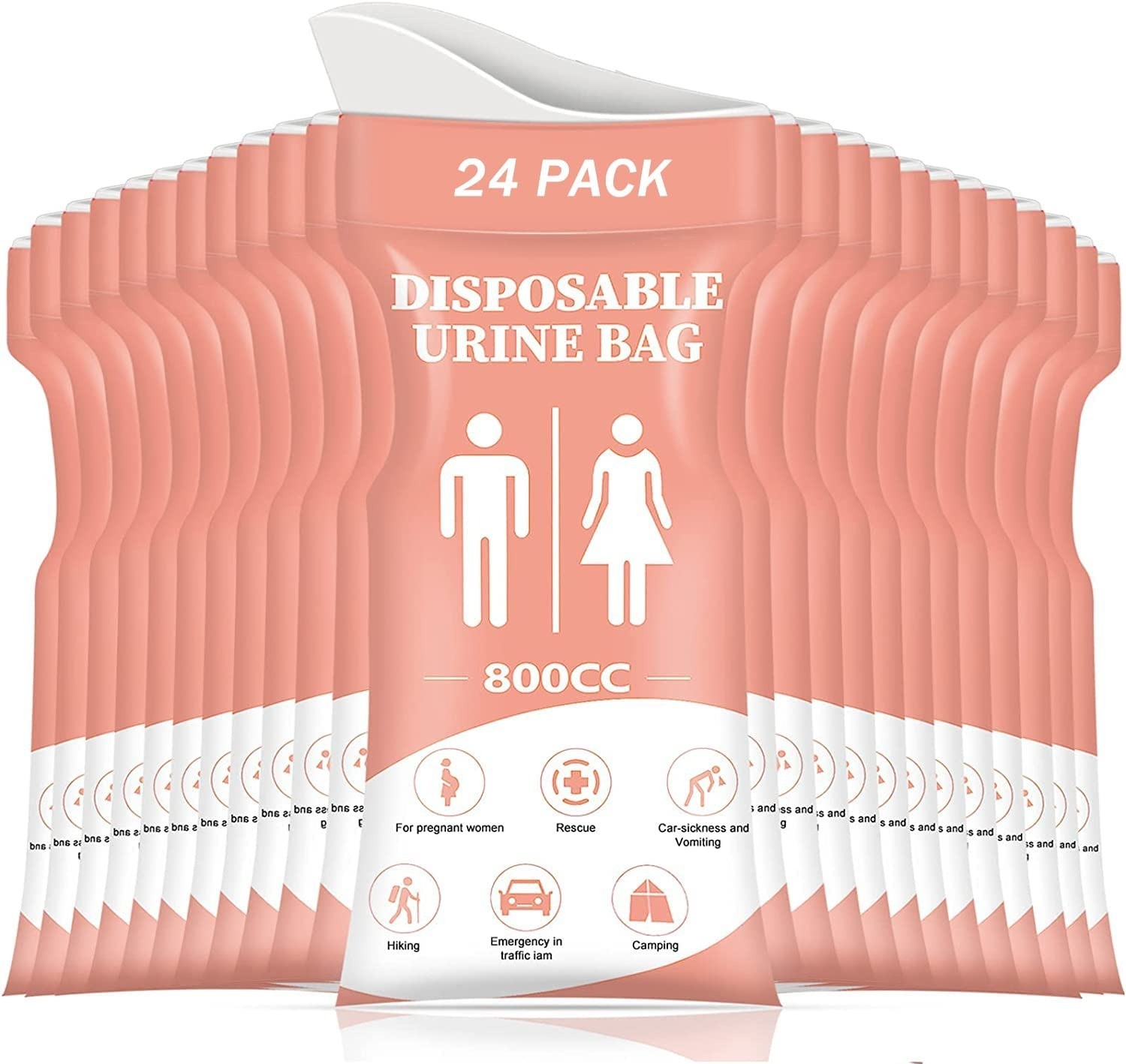 DIBBATU Disposable Urine Bag – 12/24 Pack Portable Unisex Pee Bags