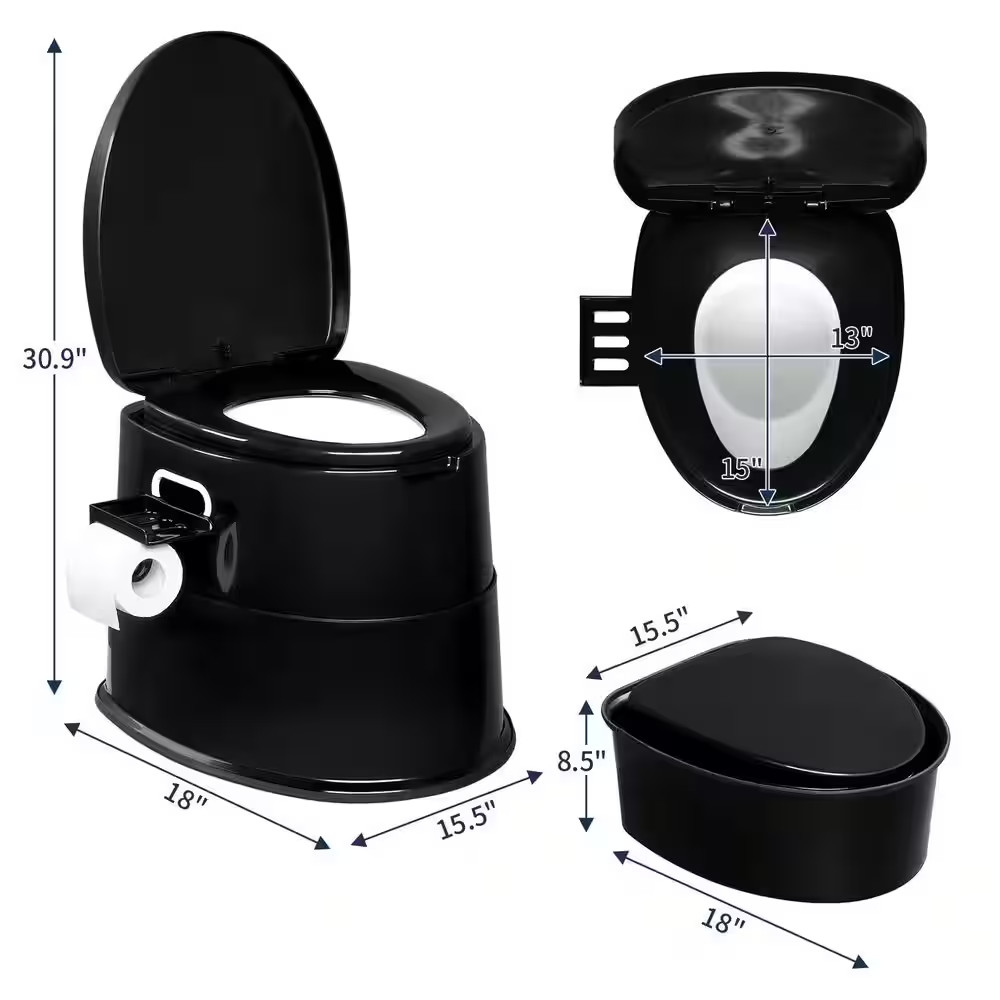 Portable Toilet, Indoor Outdoor Commode with Detachable Inner Bucket and Removab