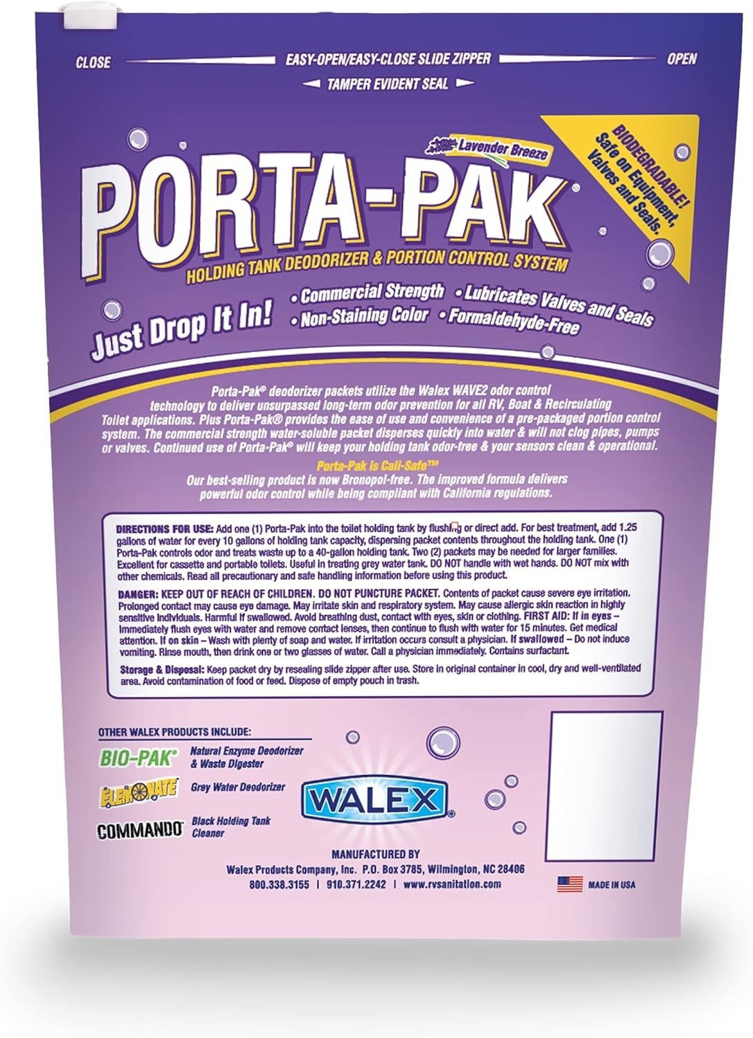 Porta-Pak Lavender Breeze Tank Deodorizer: 10-Pack Drop-Ins for RVs & Boats