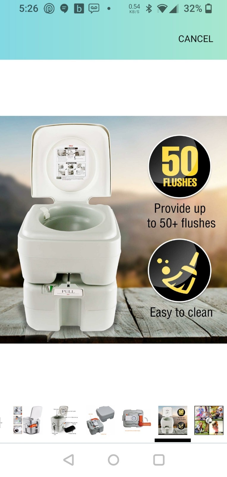 NEW Serene Life 5.2 Gallon Portable Camping Toilet with Carry Bag Porta Pottie