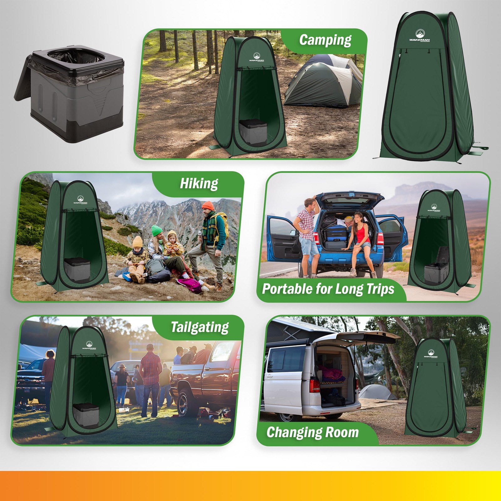 Portable Toilet for Adults with Pop Up Privacy Tent – Camping Toilet Travel P…