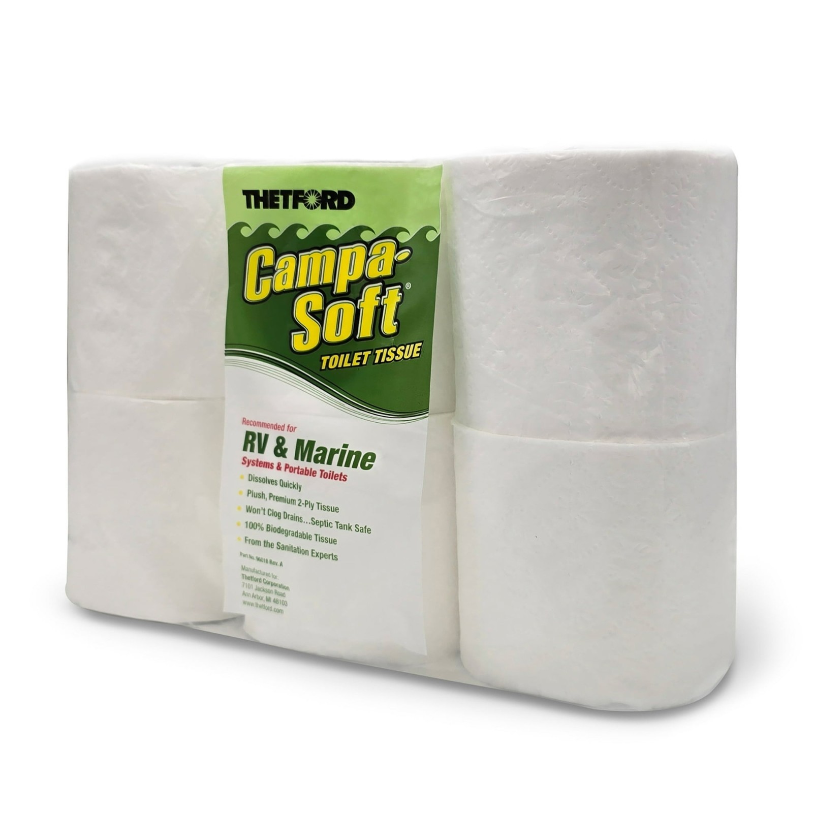 Thetford Campa-Soft RV & Marine Toilet Paper, 6 Rolls, 96005