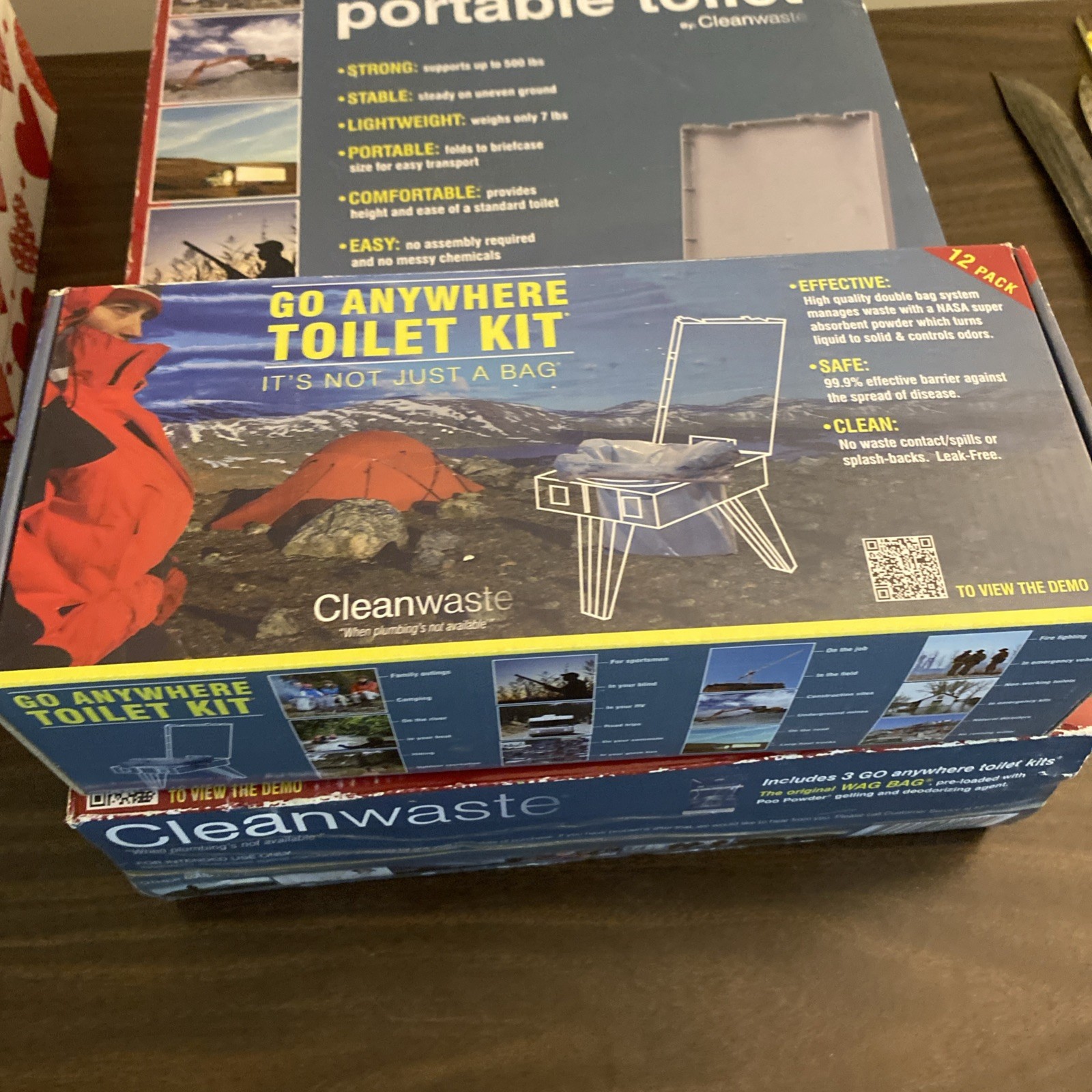 NEW Cleanwaste Go Anywhere Portable Toilet, Includes 3 Kits Plus Extra 12 Pk