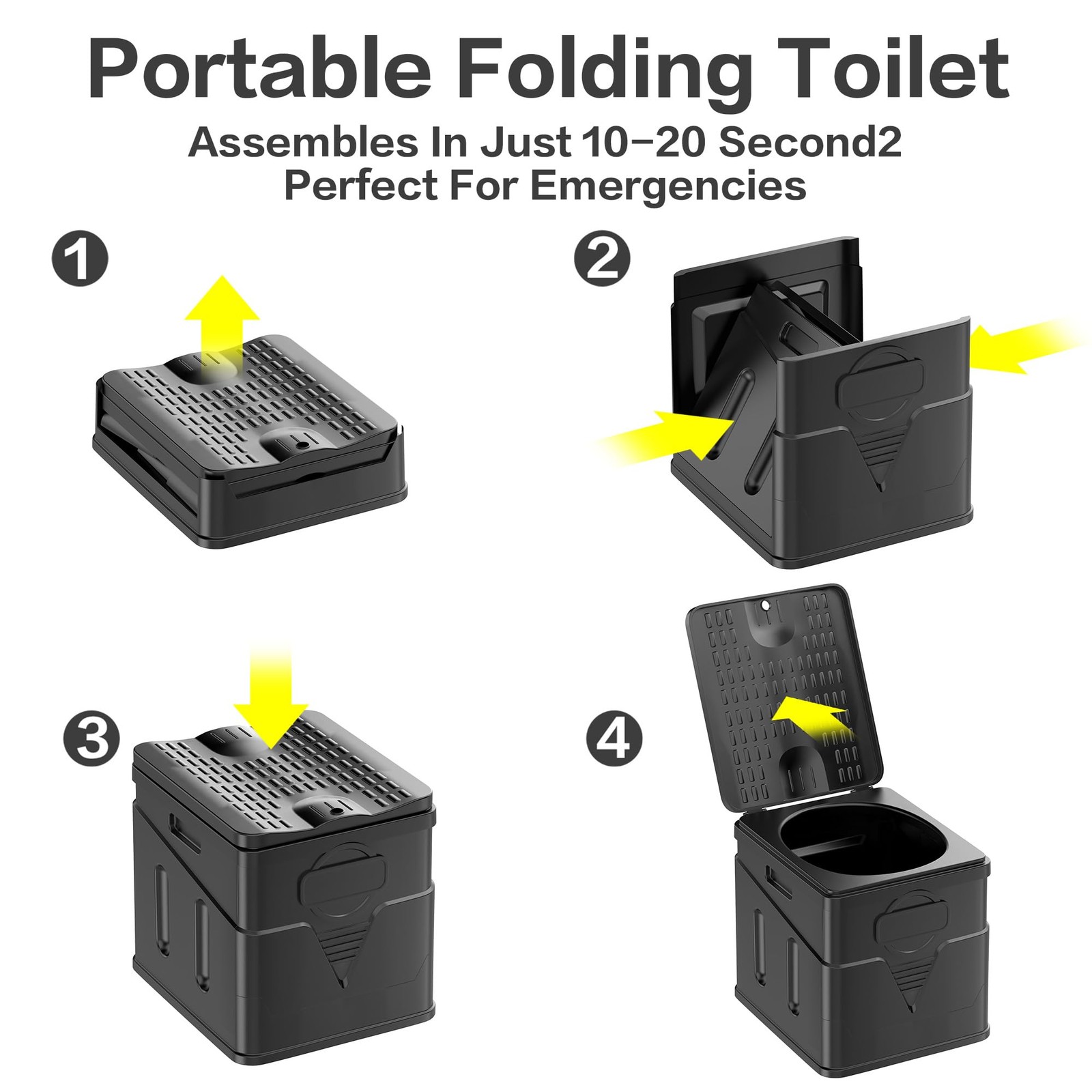 Portable Camping Toilet for Adults, 400 lb Capacity, Foldable, Easy to Carry