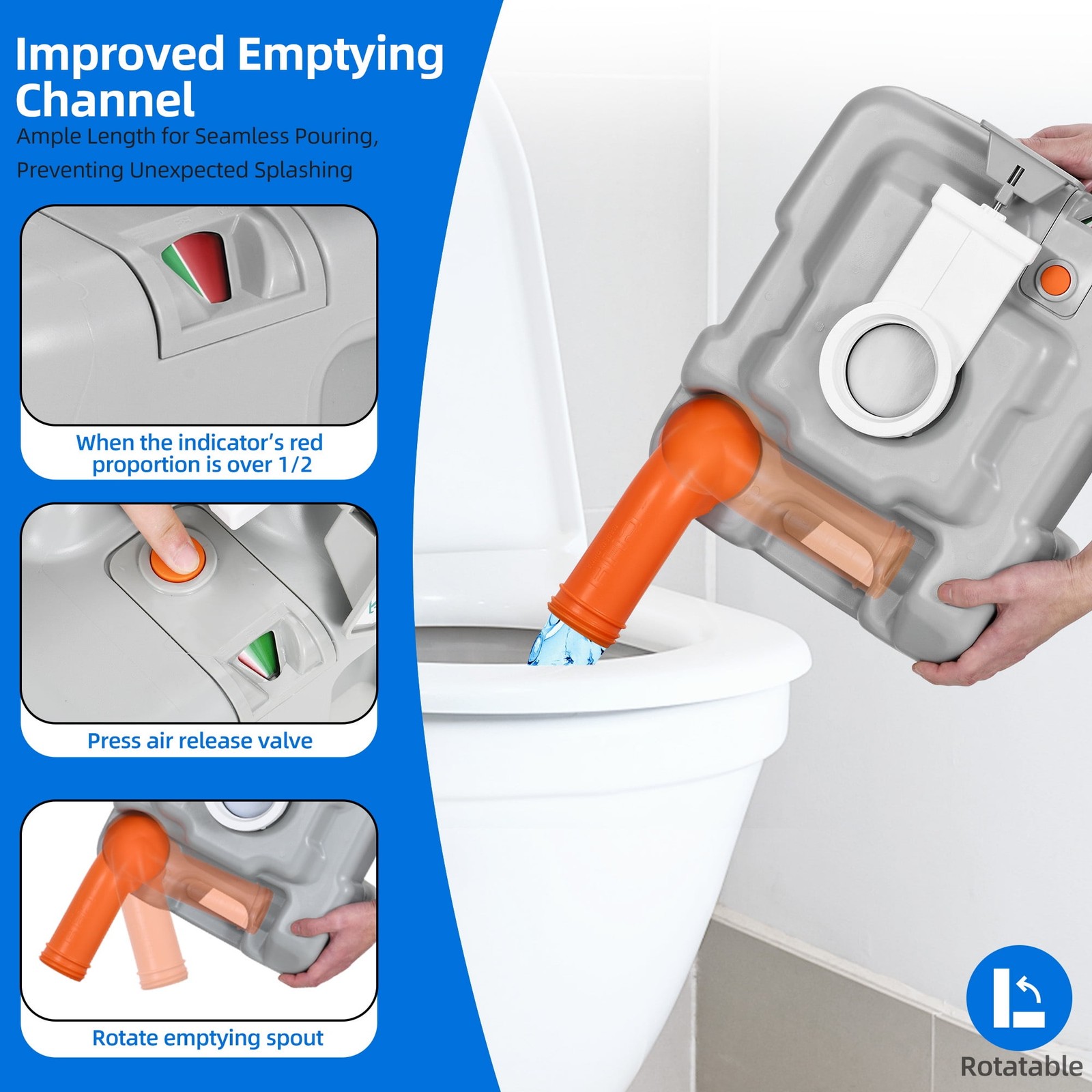 5.3 Gallon Portable Toilet 17L Portable Camping Sink Hand Wash Basin Station
