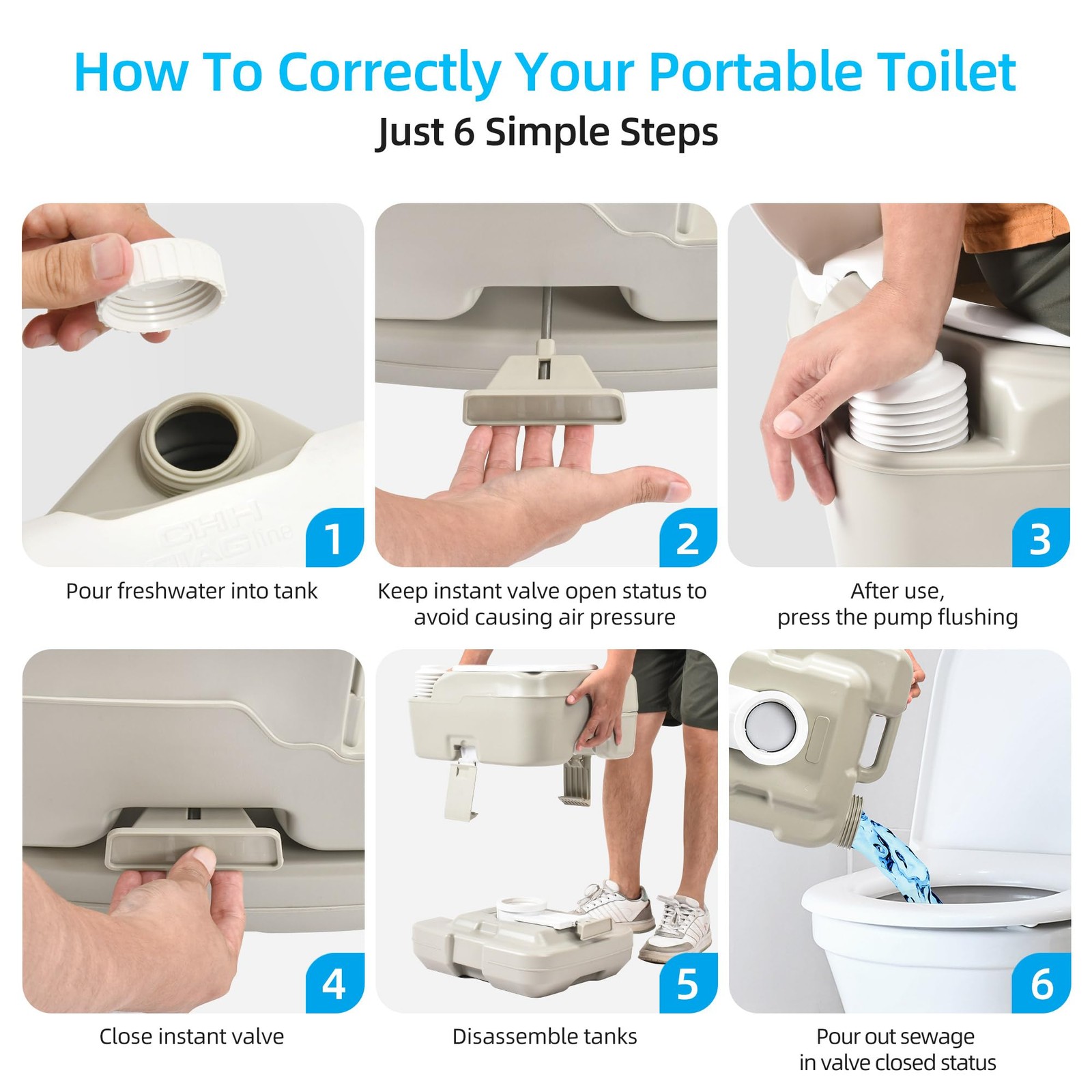 YITAHOME Portable Toilet 2.64 Gal Camping Porta Potty with Diagonal | Hand Sp…