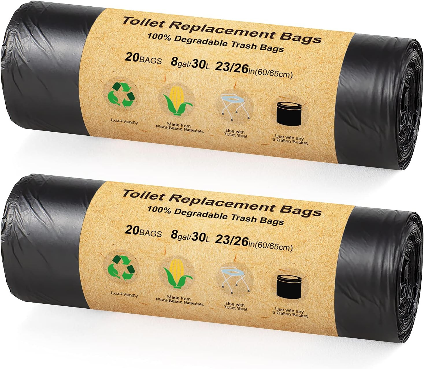 BLIKA 40 Count Toilet Replacement Bags, 8 Gallon, 30 Liter, Heavy Duty 1 Mil, Co
