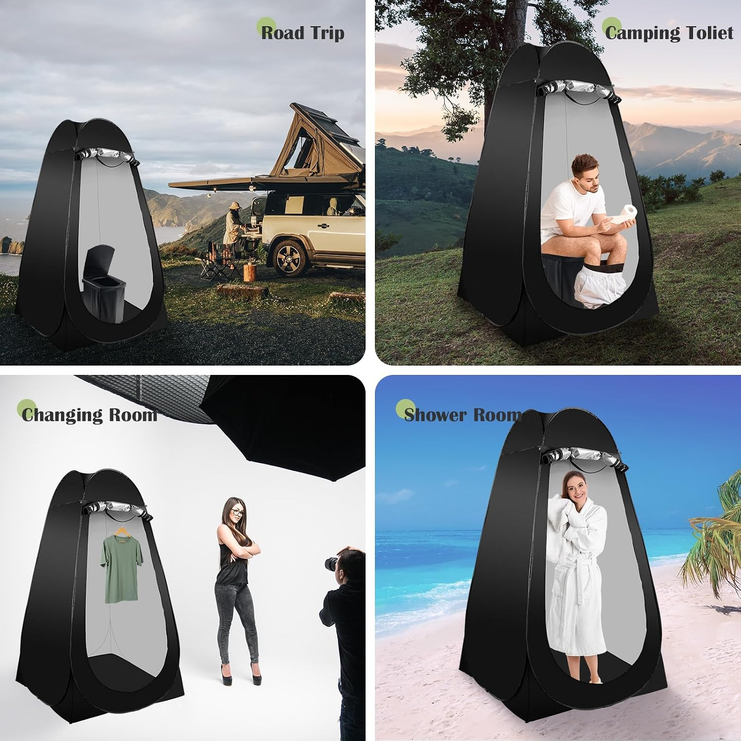 Portable Camping Toilet Kit for Adults, Pop up Privacy Tent, X Large Folding Toi
