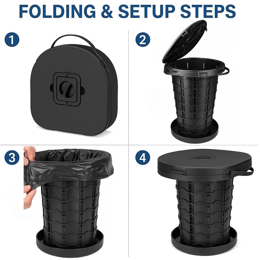 Portable Toilet for Camping Adults & , Height Adjustable Foldable Camping Toi…