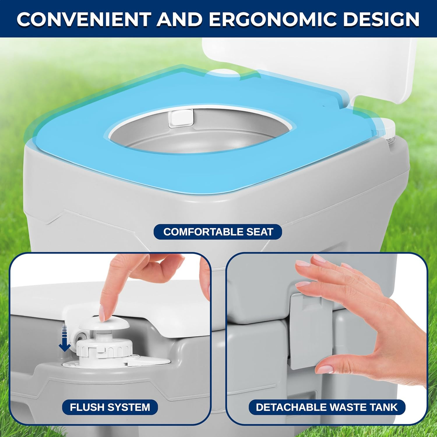 5.2 Gal Portable Camping Toilet for Adults, 100+ Flushes, Porta Potty Camp Toile