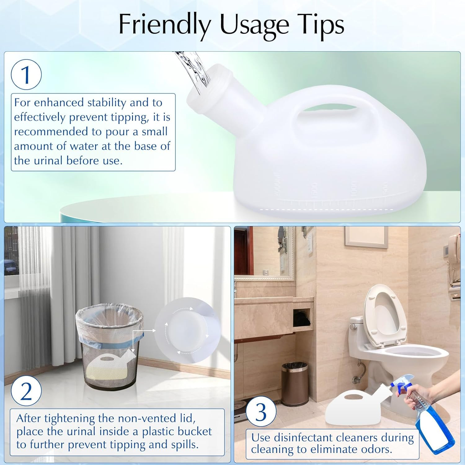 Portable Urinals for Men, Men Urinal Bottle Spill Proof Reusable Male Pee Bottl