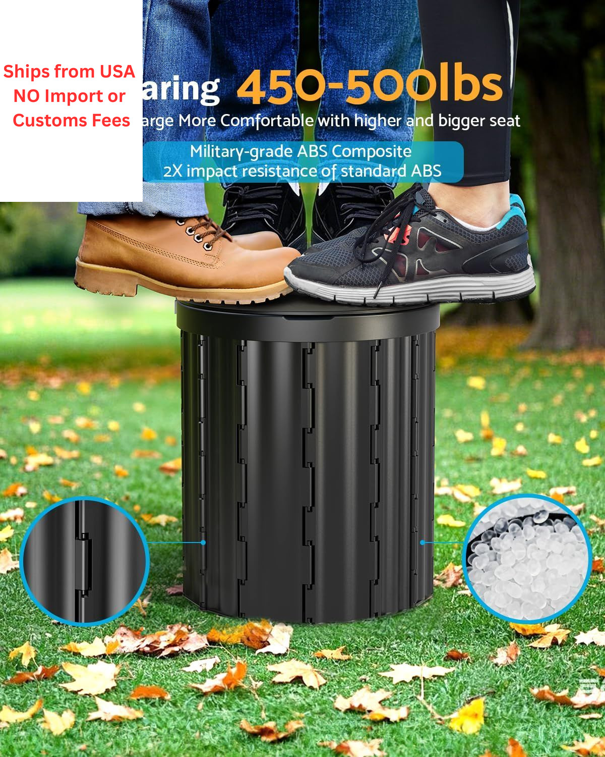 Portable Toilet, Upgraded 15” ‎11.5 x 7.68 x 3.27 inches, 12-inch, 450 Lbs