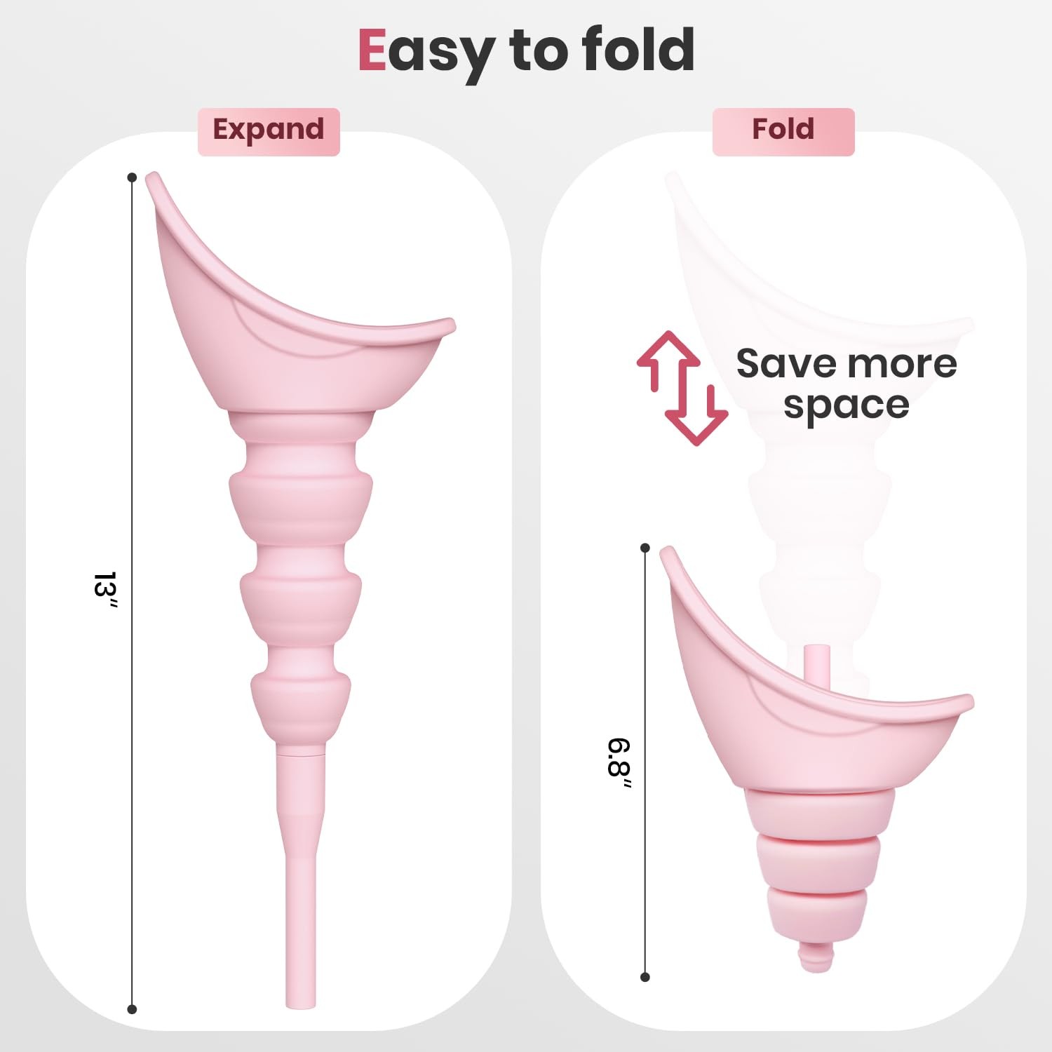 Portable Female Urinal Device for Women – Foldable No-Touch Silicone Pee Funn…
