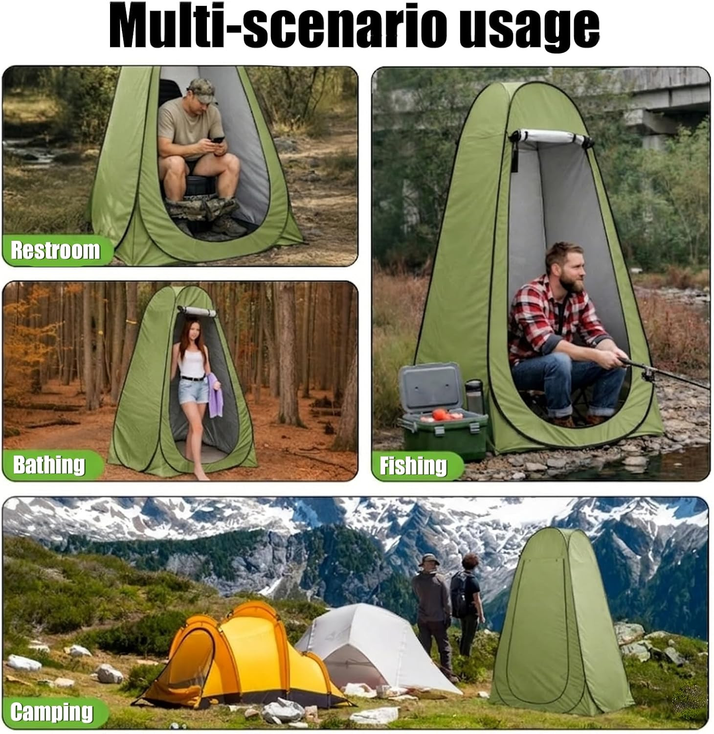 Portable Camping Toilet with Privacy Tent – Foldable Toilet Set for Adults and E