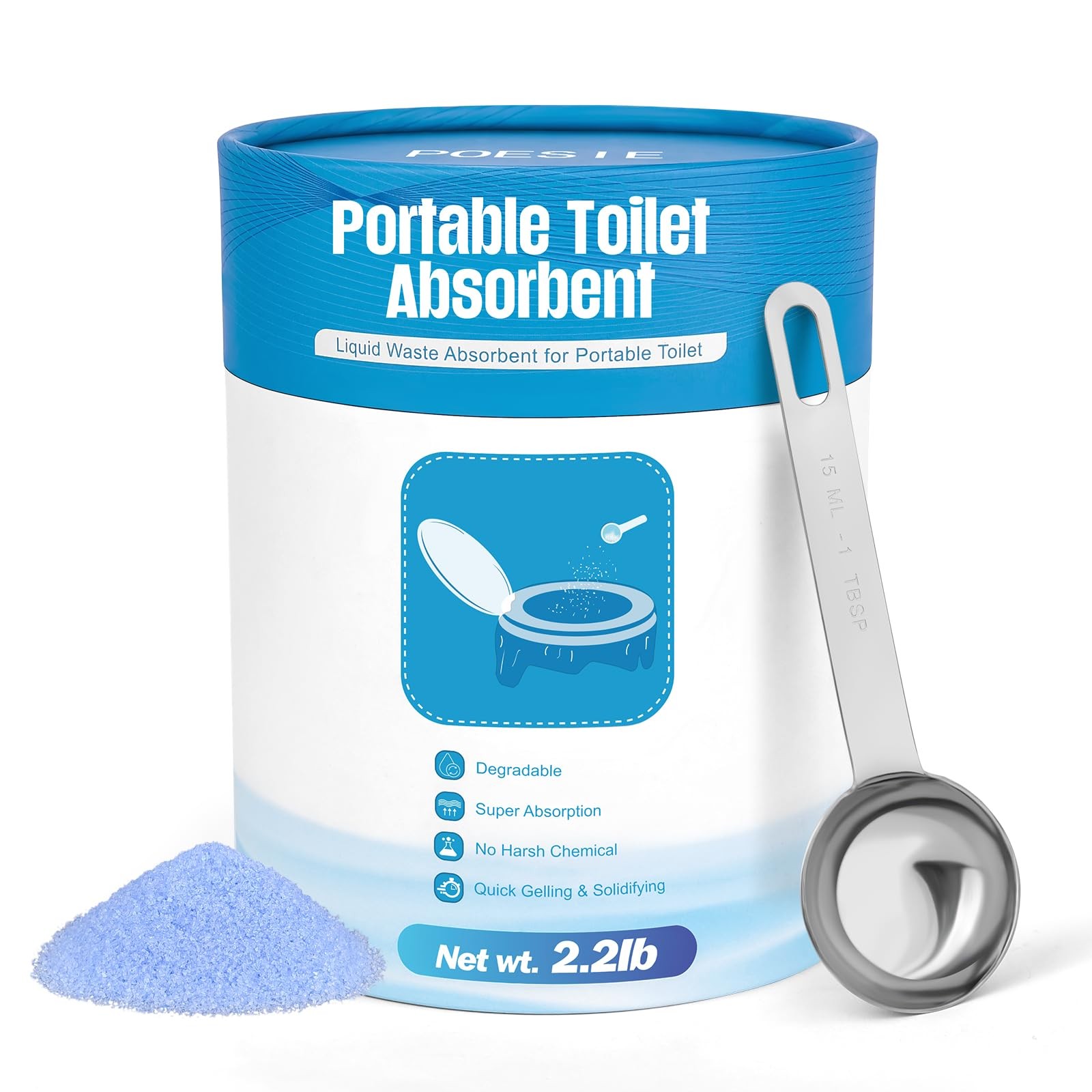 Poo Urine Absorbent Gel with Reusable Spoon for Portable Toilet Camping Bathr…