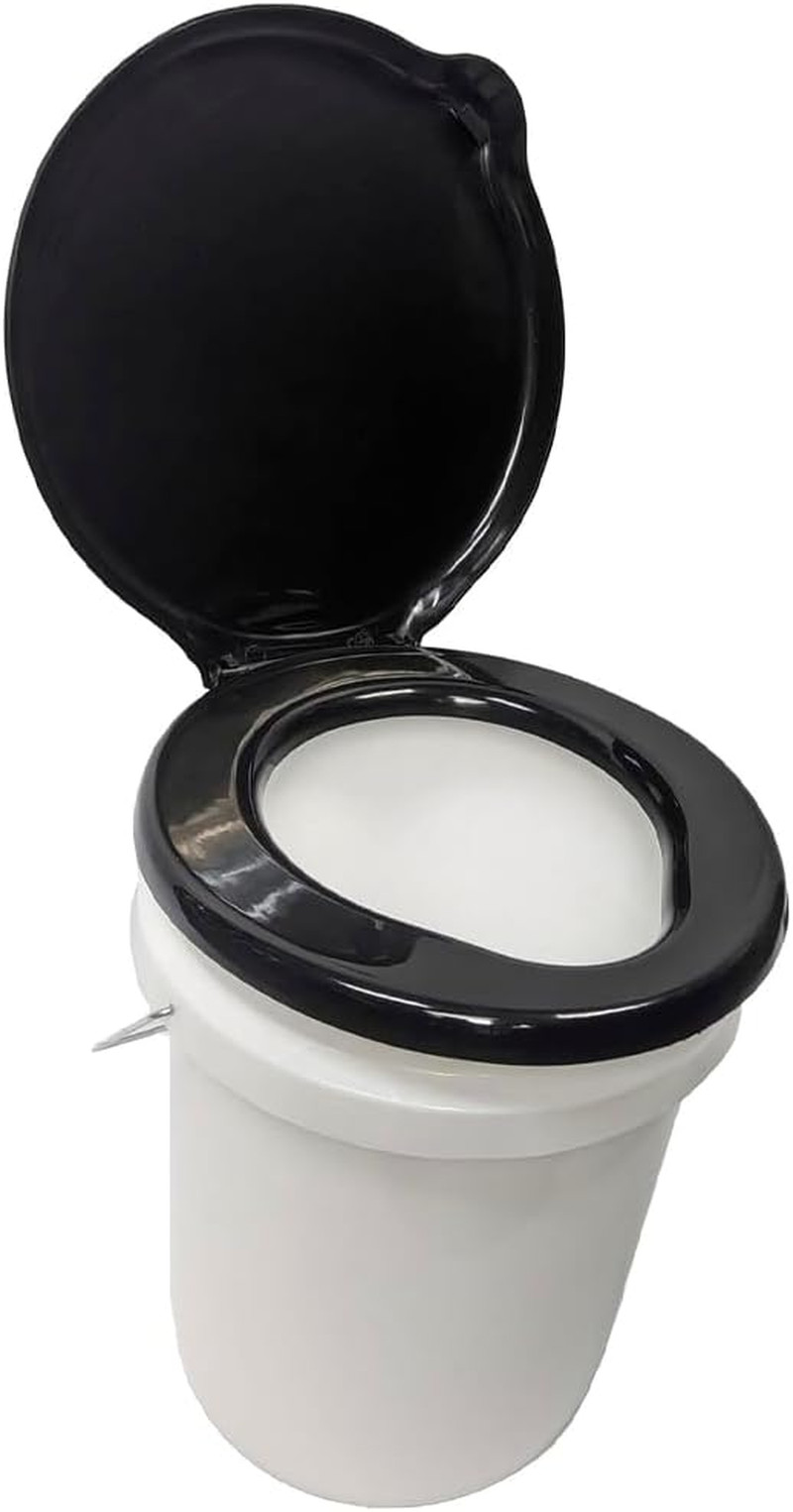 Portable Black Plastic Toilet at Lids, Fits a 5 Gallon Bucket, Great for Camping