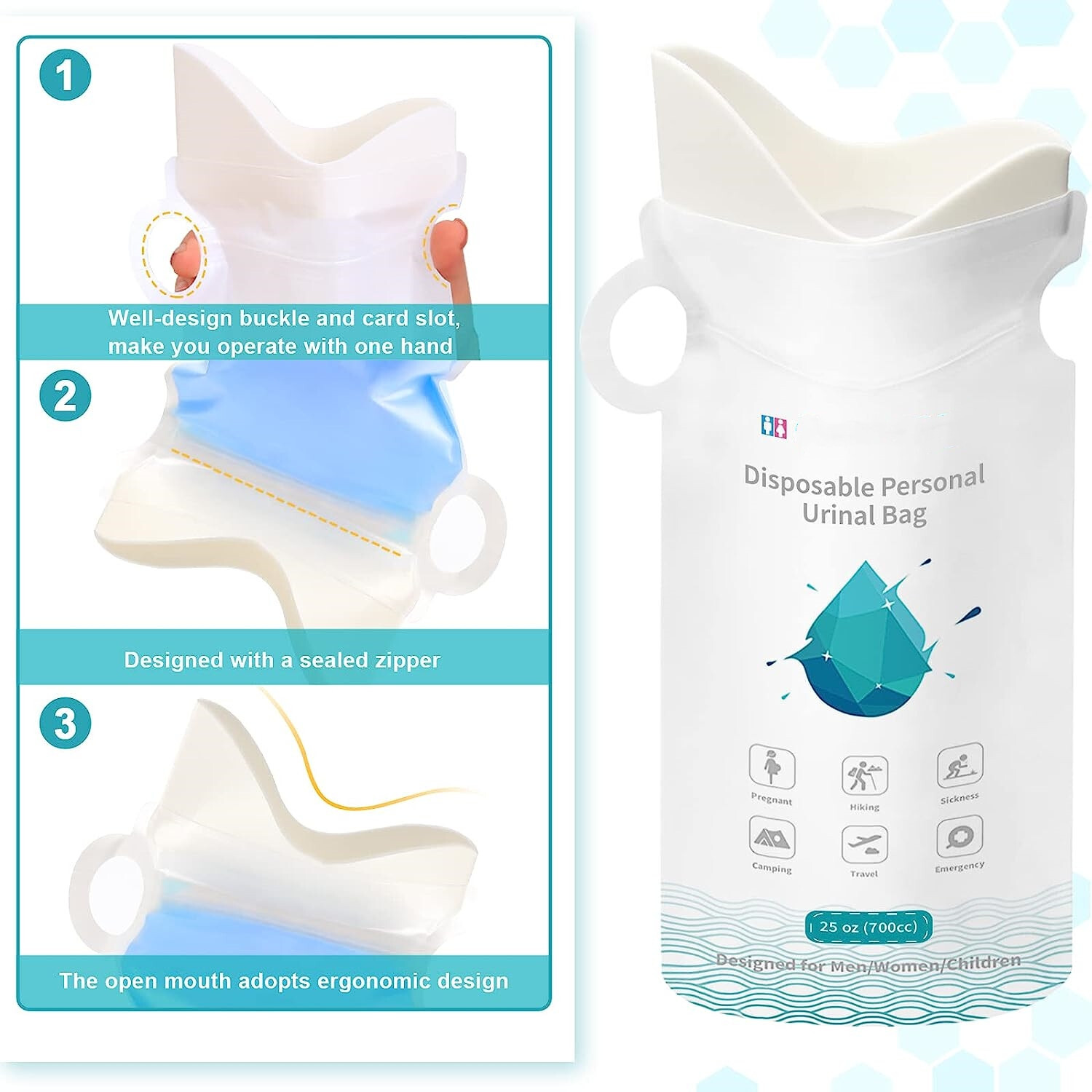 12 Pack White Unisex Disposable Urine Pee Vomit Bags Portable For Traffic Jam