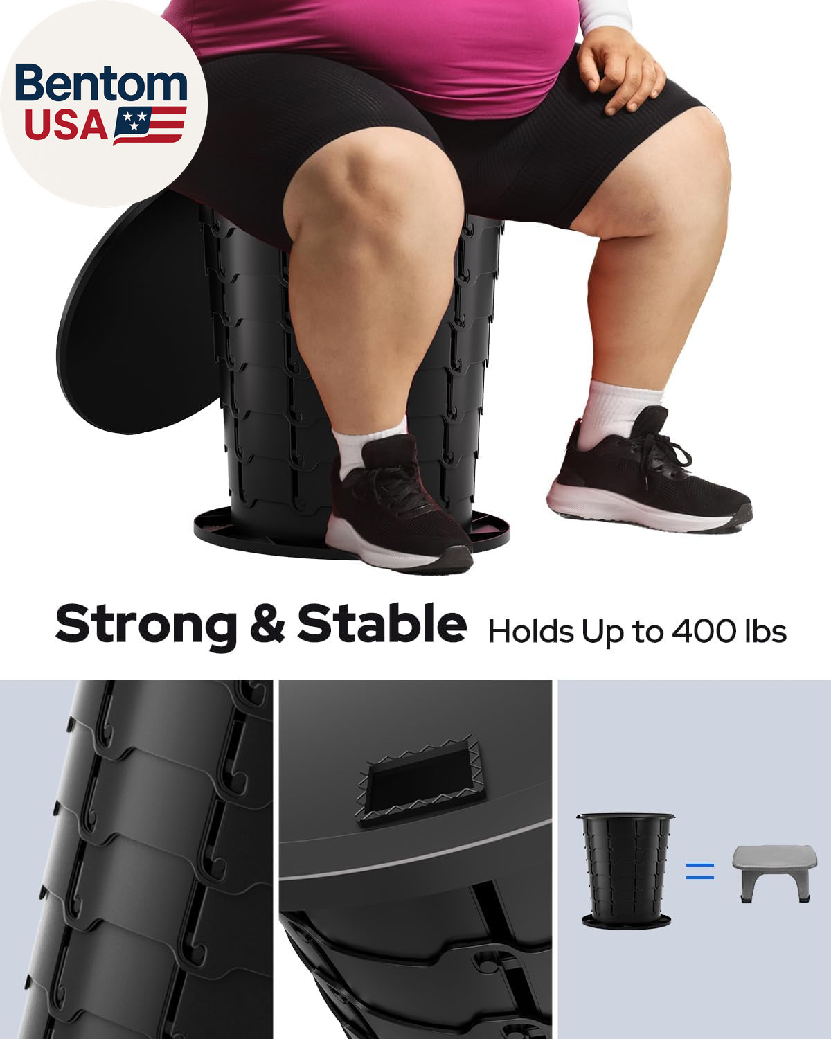 Height Adjustable Portable Folding Toilet for Camping, Adults & Kids, 400 Lbs Ca