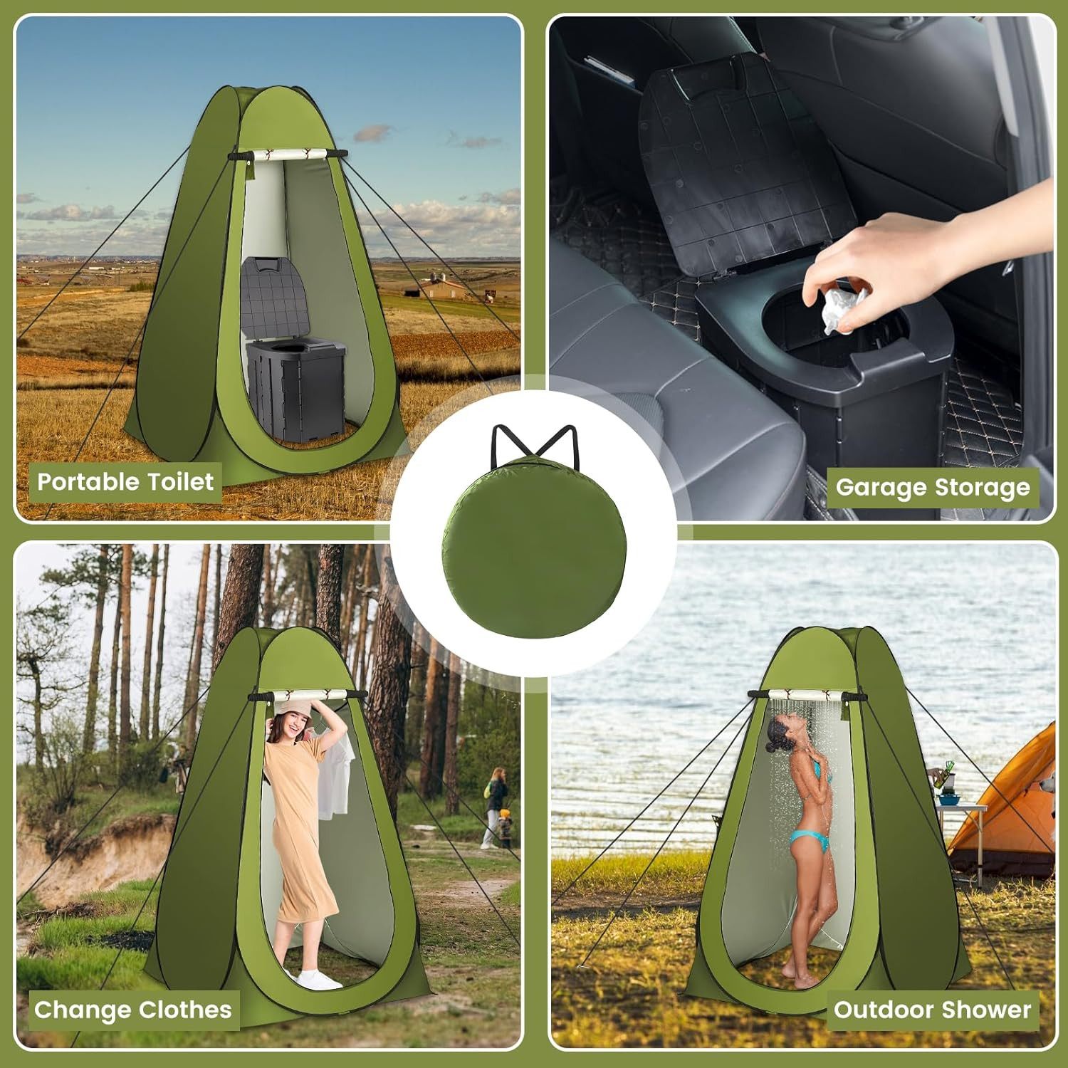 Portable Privacy Tent for Adults – Pop up X Large Camping Toilet with 1 Roll Bag