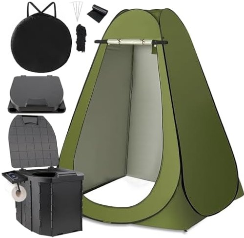 Portable Toilet Kit, Larger Size Portable Camping Toilet with Pop-Up Privacy …