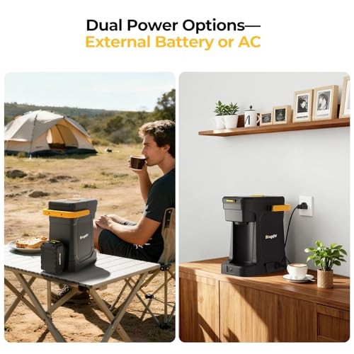 BougeRV Coffee Maker with 18V 8Ah Battery Powered Compatible with K Cup Coffee