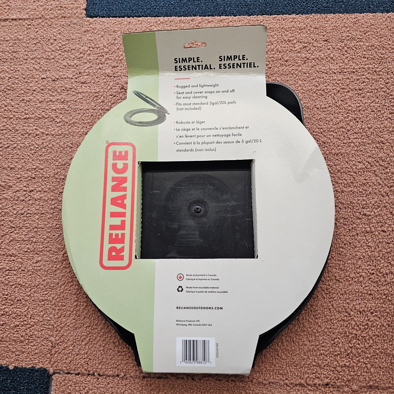Reliance Luggable Loo Potty Lid Seat Cover Portable Toilet Outdoors Camping Ç8c