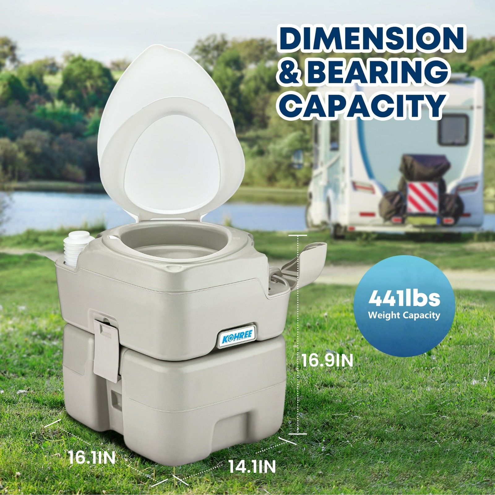 Portable Toilet with Phone Stand 5.3 Gal 20L Porta Potty for Adults