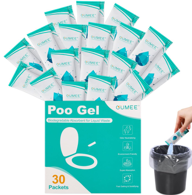 30 PACK Poo Gel for Portable Toilet, Camping Toilet Powder for Potty Bags, Eco
