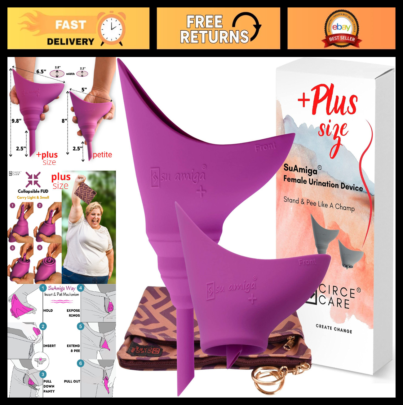 Portable Female Urinal Device – Collapsible Pee Funnel for Travel, Camping, Hiki