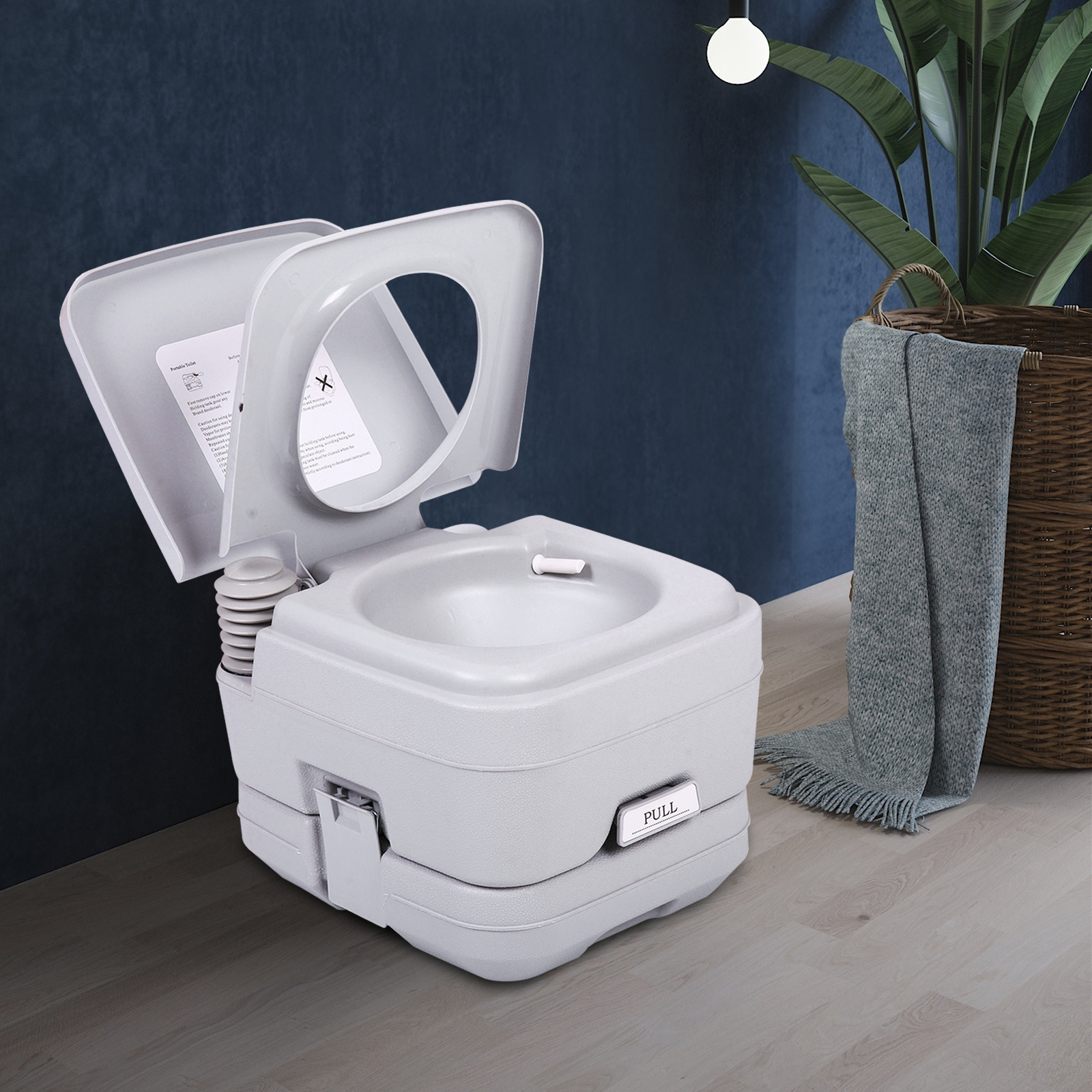 2.6 Gallon Lightweight Portable Toilet Flushable Camping Sanitary Outdoor Travel