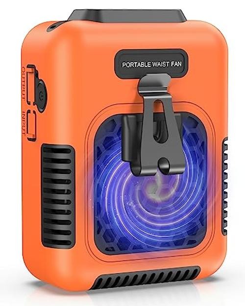 Cooling Waist Fan w/Steel Clip and Silicone Sleeve, Under Shirt Fan Clip On,