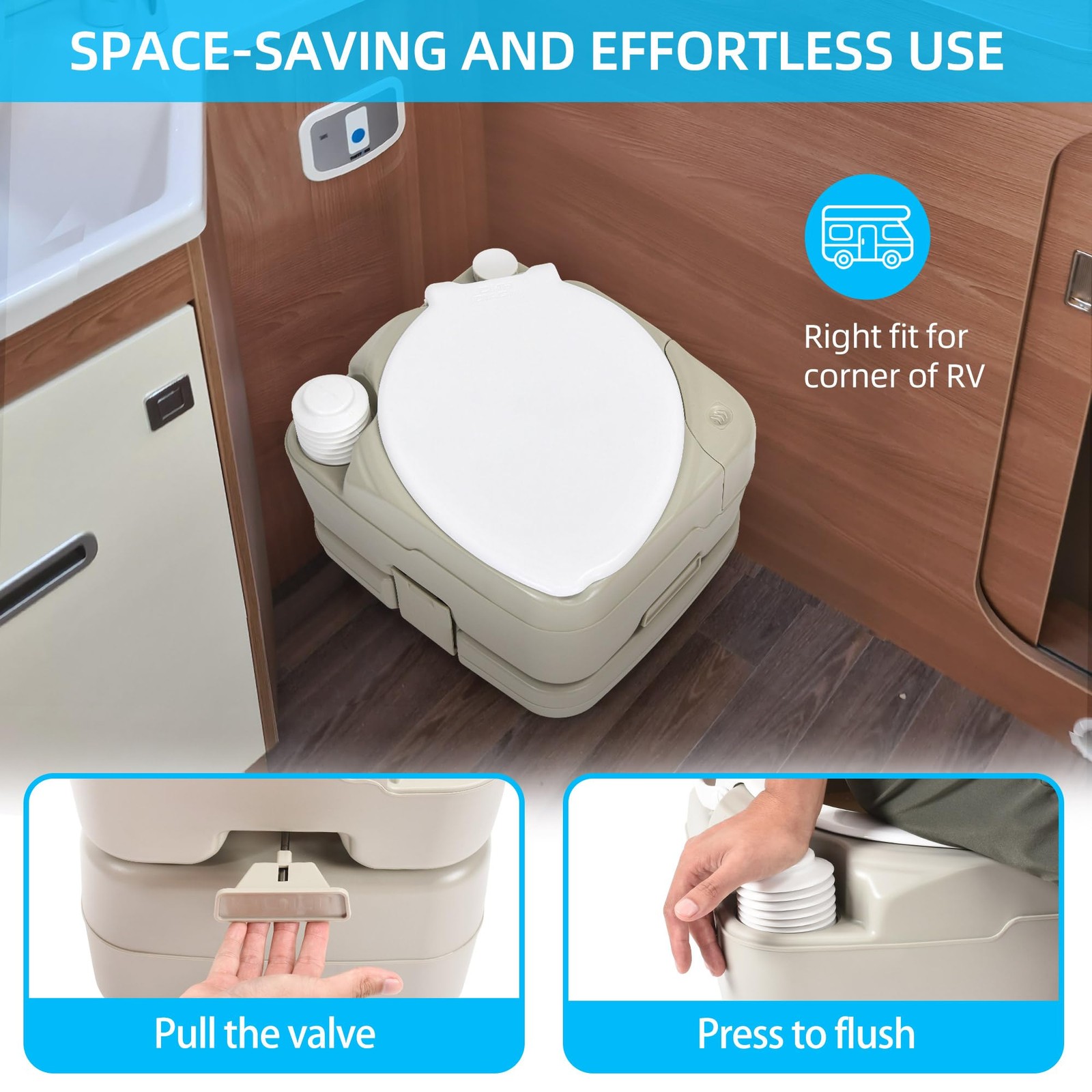 YITAHOME Portable Toilet 2.64 Gal Camping Porta Potty with Diagonal | Hand Sp…
