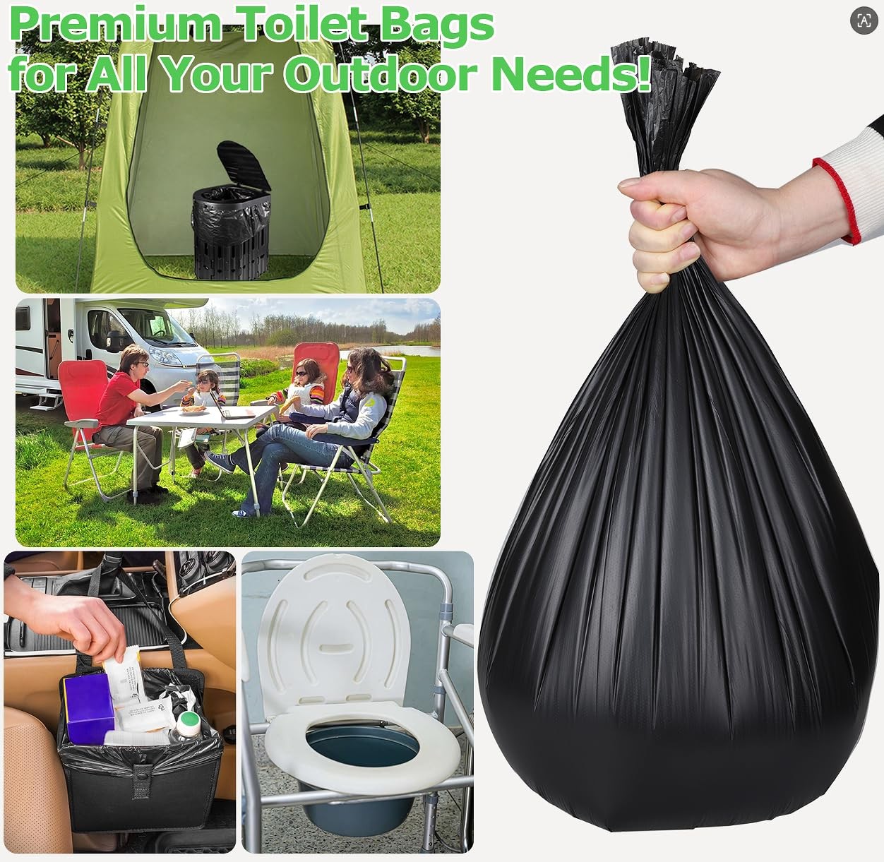 40 PACK 1.5Mils Portable Toilet Bags, 8 Gal Camping Toilet Bags for Portable …