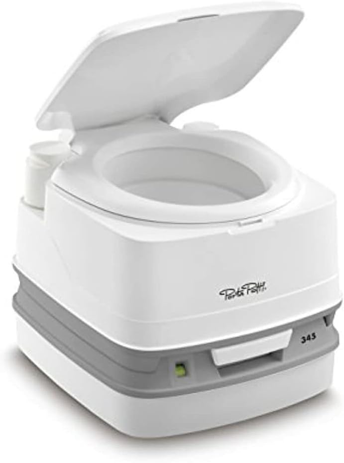 Thetford 345 White Portable Toilet – Compact, Easy Flush, Sanitary Design