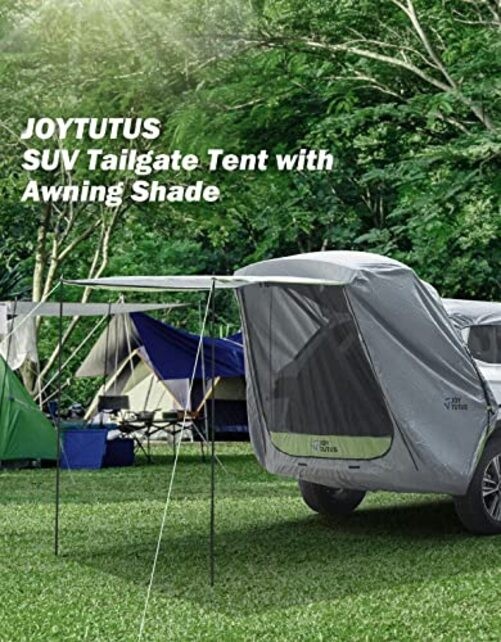 SUV Tailgate Tent with Awning Shade, Car Roof Medium-Standard Grey Green